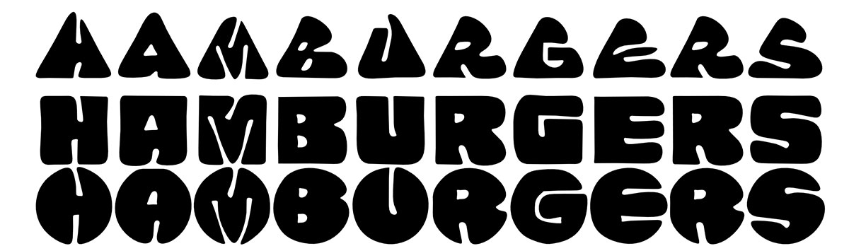 Monospace font generation. Combining glyphs optimized to fit a triangle, a square and a circle.