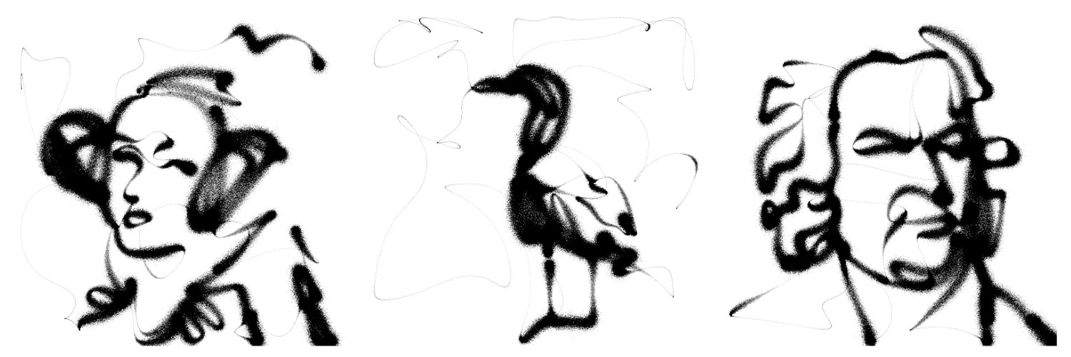Rendering stroke abstractions with a spray-like brush.
