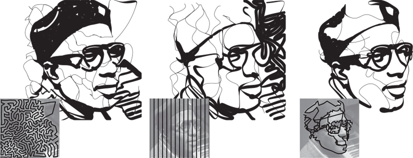 Stroke abstraction of Thelonious Monk.